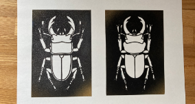 ステンシルワークショップカブトムシ作業後