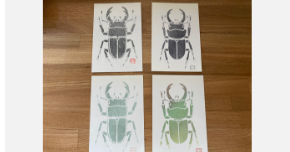 ステンシルワークショップカブトムシ色違い